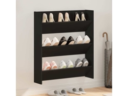 Zapatero | Armario Zapatero De Pared Madera Contrachapada Negro 80x18x90 Cm