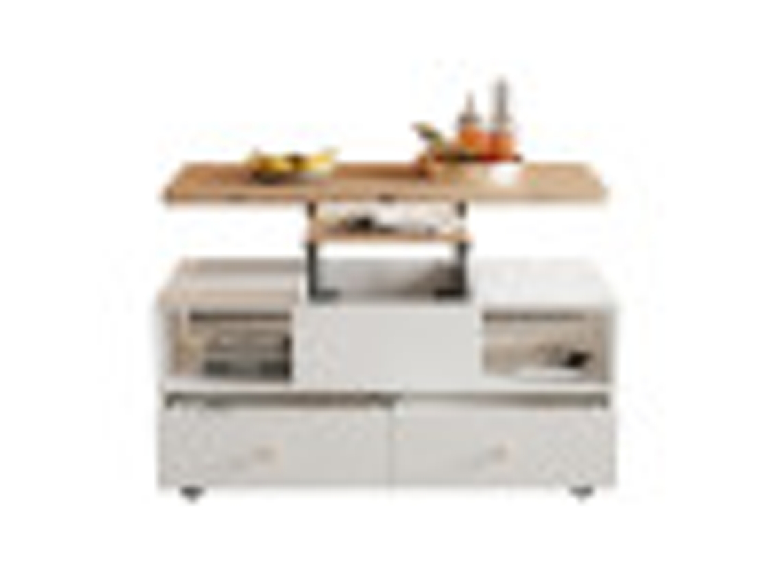 Mesa de centro plegable con 4 cajones y ruedas, 100 x 50 x 47,5 cm, Ziwei Store