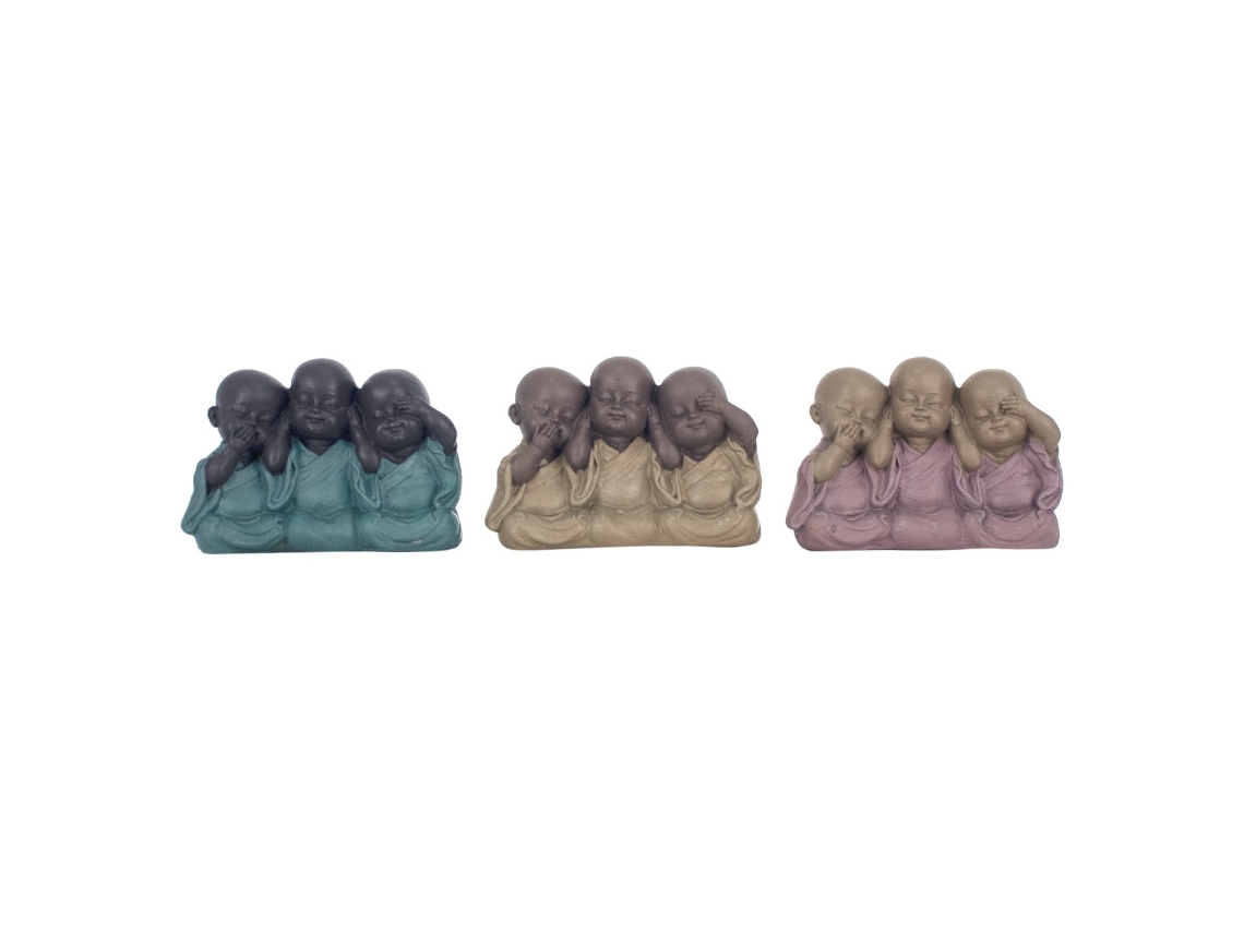 Figura Buda 3 Unidades Multicolor de Resina 9*5*13cm Figura de Buda BY SIGRIS