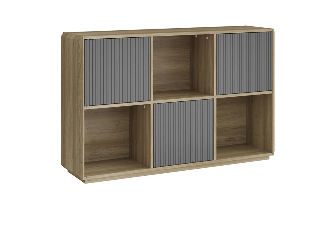 Aparador Bajo Trömi 3 Puertas Push-to-open 75x120x30cm - Efecto Roble/gris en.casa