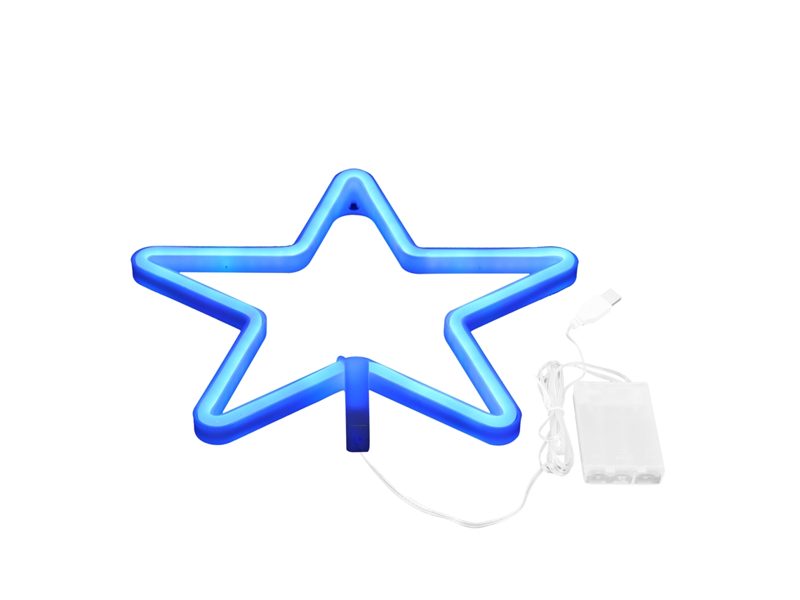 Luz De Neón Em Forma De Estrela Led Para Decoração De Festa E Sala Usb/bateria Azul