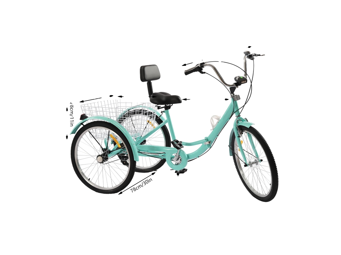 Triciclo para adultos, cuadro de acero al carbono de alta calidad, transmisión de 7 velocidades, OEM ecológico