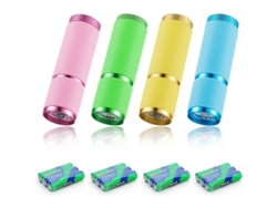 Mini linterna LED, color mango fluorescente, 9 LED, 20 lúmenes, incluye 12 pilas AAA para camping, senderismo y emergencias.