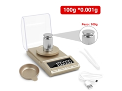 Balança Digital de Precisão MDUG com Visor LCD, Alimentada por USB (100 G, dourada)