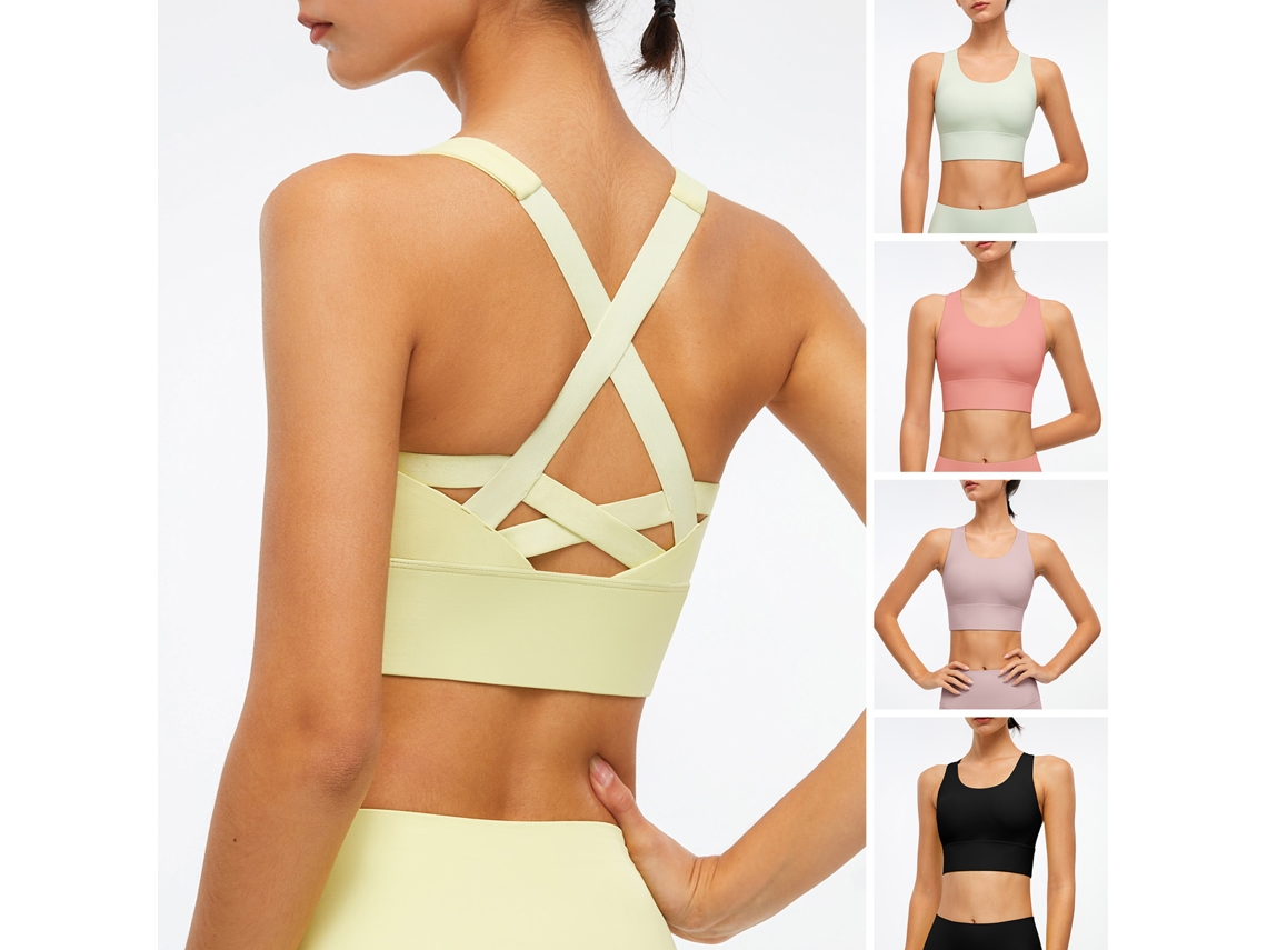 Kklv-sujetador Deportivo De Yoga Para Mujer Camiseta De Pilates Con Relleno Tirantes Espalda Suave Y Cobertura Completa