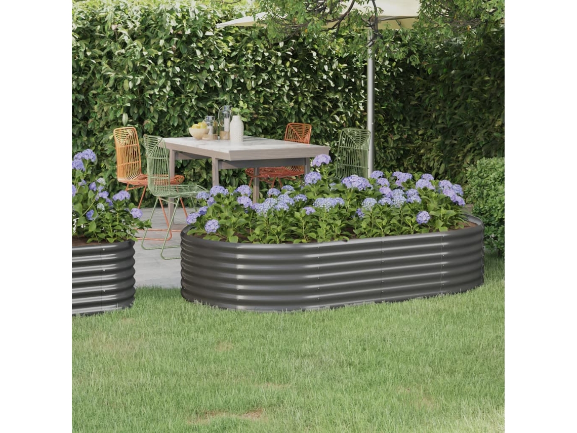 Jardinera elevada de acero revestida con polvo gris (175 x 100 x 36 cm) DKD Home Decor
