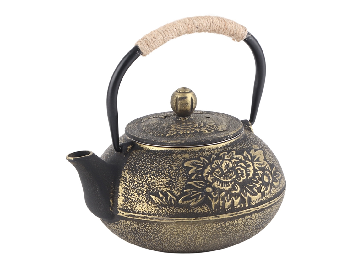 Tetera de hierro fundido con infusor extraíble, estilo japonés, apta para estufa, para té de hojas sueltas, mejora la calidad del agua y tiene filtro.