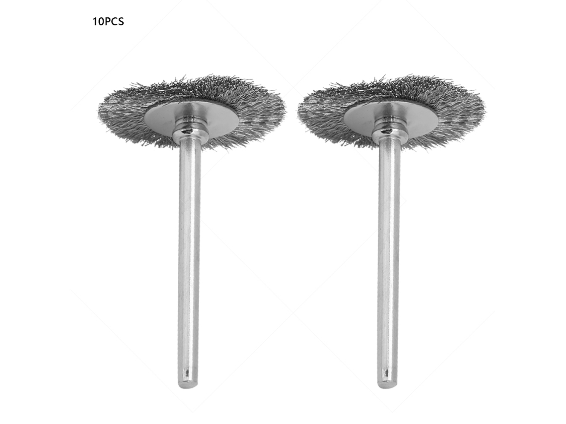 10 Cepillos De Pulido De Acero De Alambre Plano Con Cabezal Profundo De 3*25 Mm