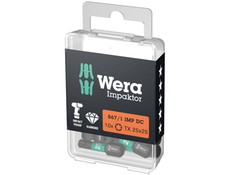 Puntas Impaktor TORX, 10 piezas 867/1 IMP DC TORX 20 x 25 mm DIY-Box WERA 05057624001