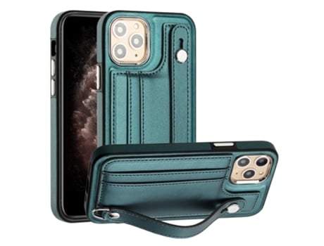 Funda Mobile Phone Cases Shockproof With Wrist para iPhone 11 Pro Piel Marrón