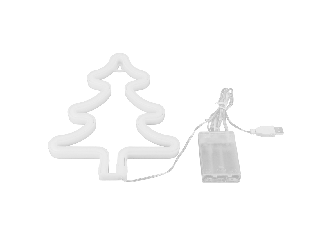 Árvore de Natal BJ com Luz Neon LED, Letreiro Neon Branco, Decoração para Quarto, Festa de Natal, Iluminação Residencial