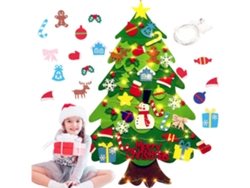 Árbol de Navidad de fieltro para armar, con 30 adornos y luces para colgar en la pared, ergonómico, para uso diario STELASPLEN