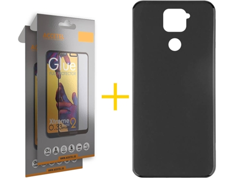 Kit Funda + 2 Protectores de Pantalla Xiaomi Redmi Note 9 ACCETEL Full Liso (Negro)