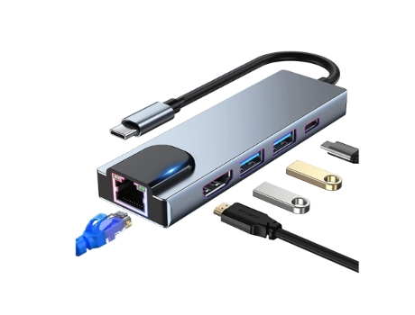 USB C Hub Adaptador USB C multipuerto para Macbook Pro y Air Accesorios Hub Dongle 6 en 1 con HDMI 4K Usb 3.0 Sd/Tf Pd Lector de tarjetas de BISBISOUS
