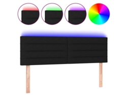 Cabecero de cama SFUSHOS con luces LED, tela, 144x5x78/88 cm, negro