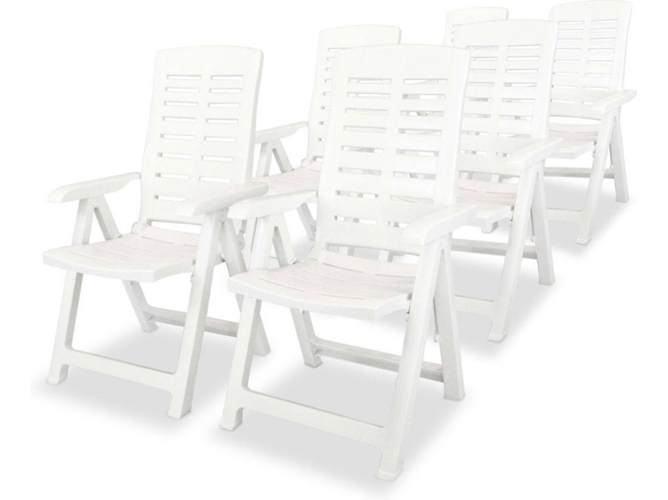 Conjunto 6 Silla Jardin VIDAXL Blanco Plástico