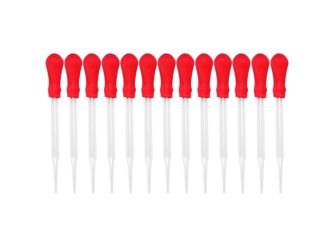 Conjunto De 13 Conta-gotas De Vidro E Silicone Vermelhos