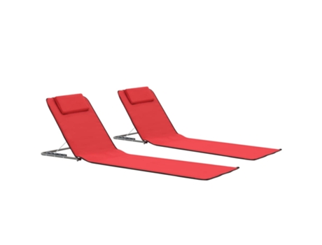 MAISON EXCLUSIVE - Estera de playa plegable 2 unidade acero y tela rojo