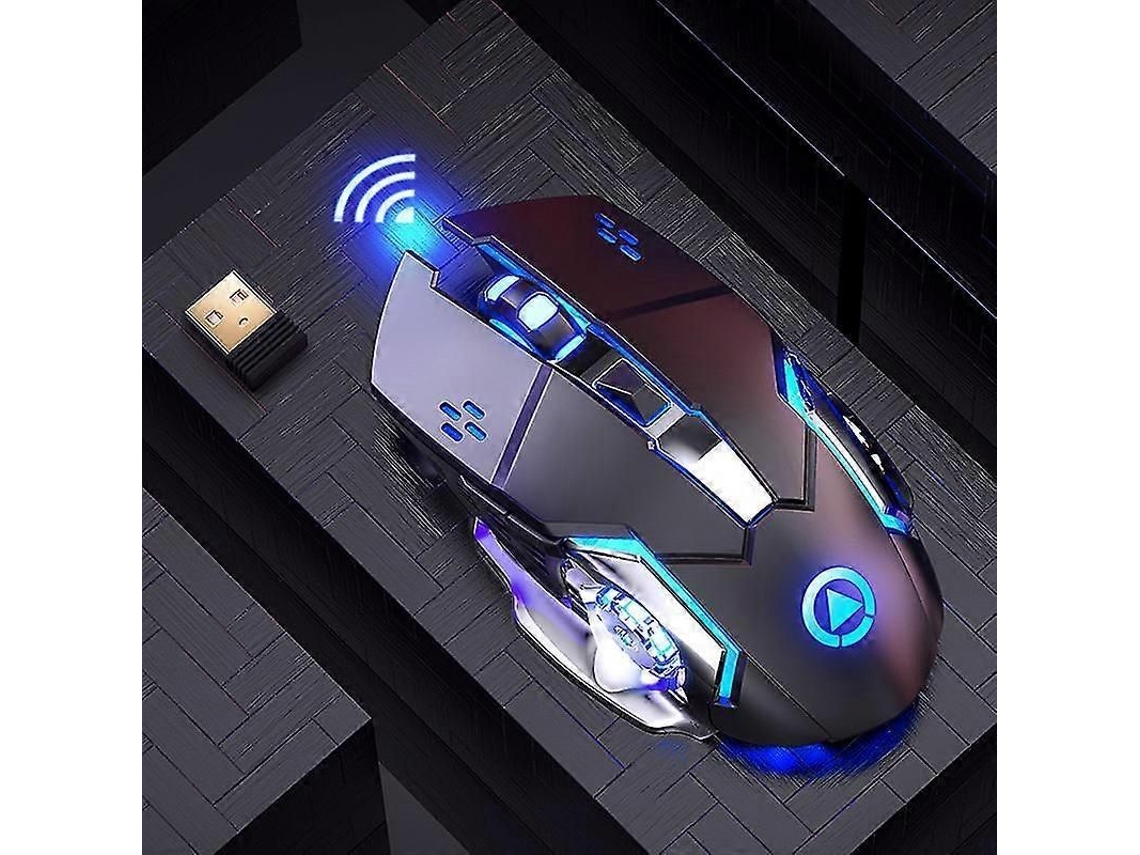 Ratón Inalámbrico Recargable Para Juegos, Clic Silencioso, Retroiluminación Rgb Transpirable, Para Portátil, Pc, Macbook, Negro Y Plateado.