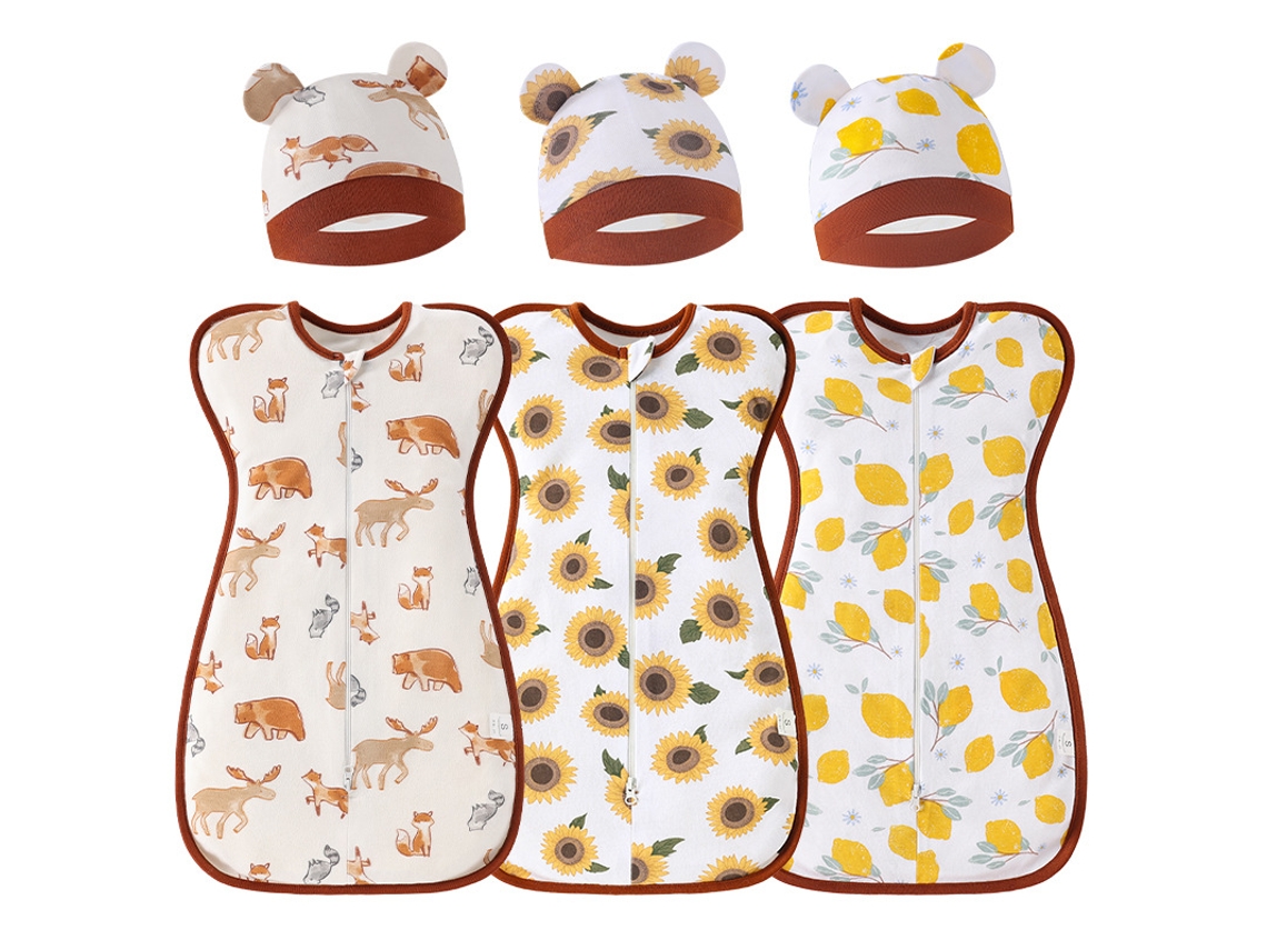 Saco Envolvente Bebé 3 Piezas Eifson Antisobresalto Algodón Con Capucha 64cm (marrón)