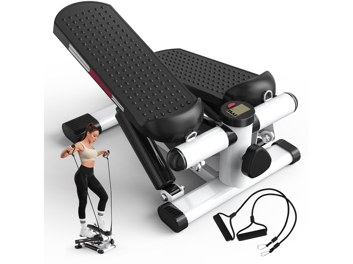 Mini stepper doméstico JASPORT ST1, 2 en 1 con cuerdas elásticas, pantalla LCD, resistencia ajustable, silencioso, hasta 100 kg