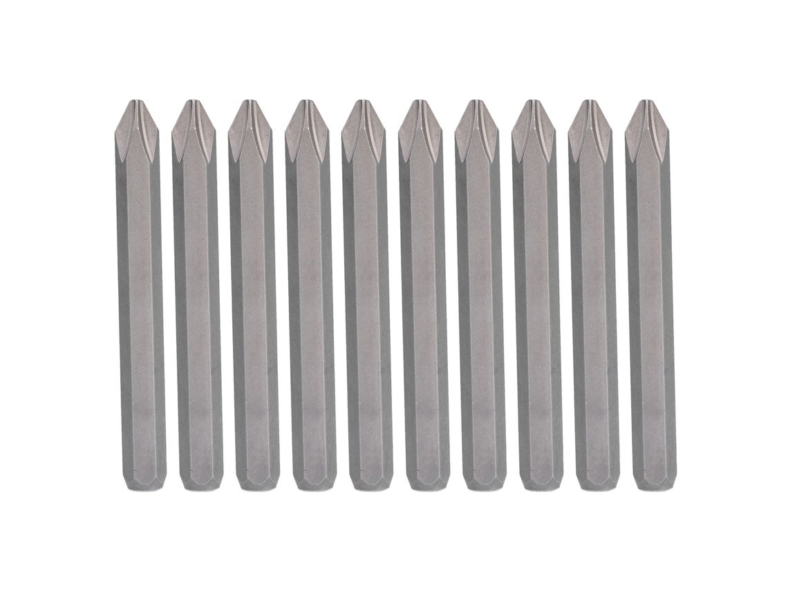 10 Pontas de Chave Philips Magnéticas Aço S2 Haste Hexagonal 5/16in para Suprimentos Industriais | S/MARCA