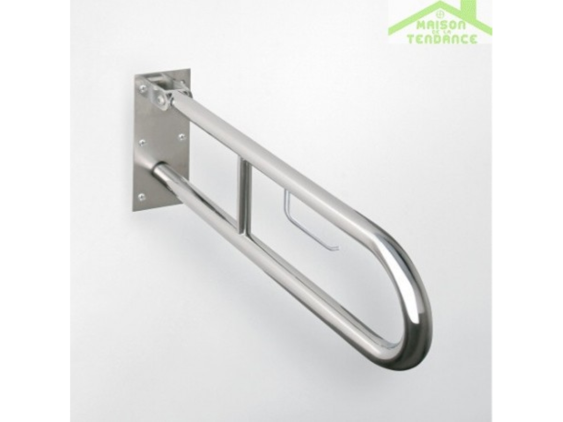 HELP: Barra de agarre plegada en forma de U con portarrollos de papel higiénico de 813 mm, acero inoxidable, pulida, sin cubierta