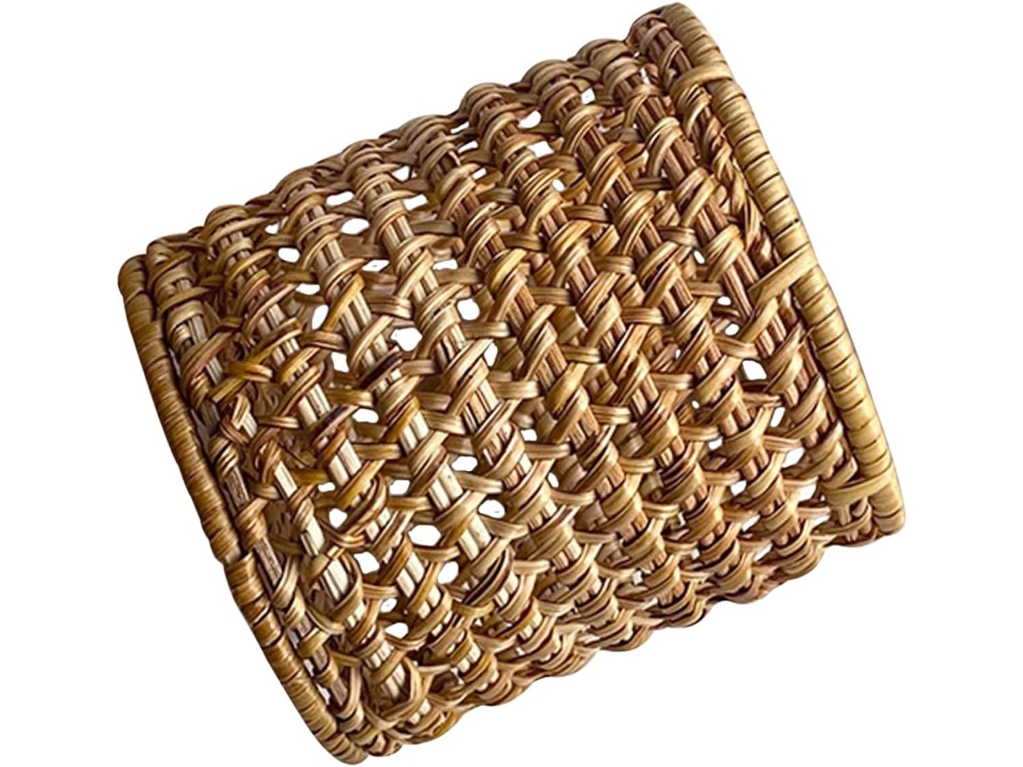 Portalápices Pequeño De Ratán Tejido De 8x8 Cm, Organizador Multifuncional, Portalápices Para Escritorio Y Maquillaje.