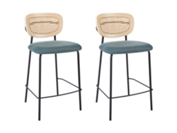 Conjunto de 2 cadeiras de bar BELIANI Mayetta de Poliéster, Rattan/vime Natural 45x43x90