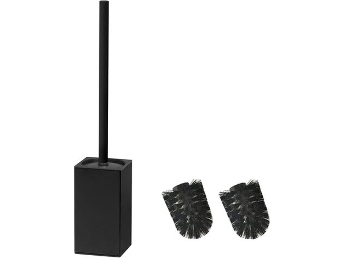 Juego de escobillas de baño con elegante diseño cuadrado, construcción robusta de acero inoxidable con interior de plástico extraíble, ideal para