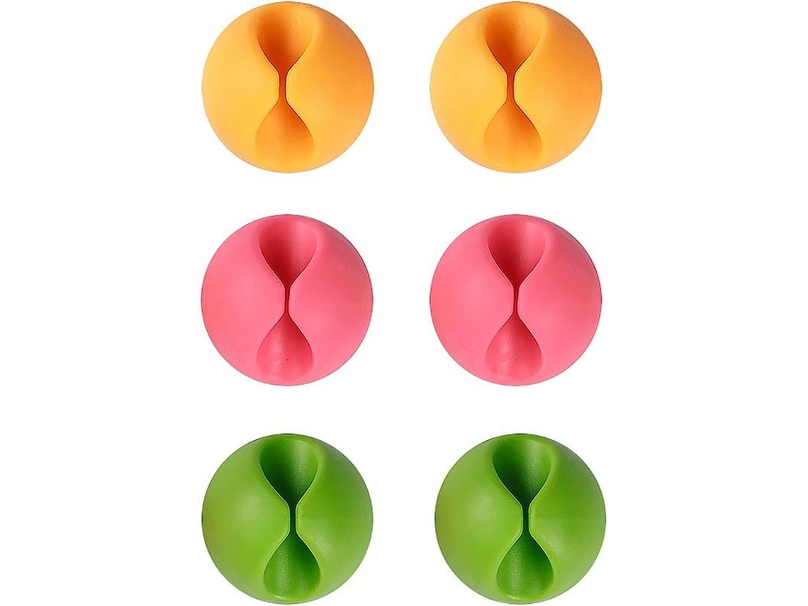 Clips Para Cables De Escritorio, 6 Unidades, Amarillo/verde/rosa, Material De Goma, Organizador De Cables Para Ordenadores, Cables De Alimentación Y De Carga.