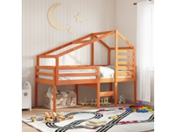 Techo De Cama Infantil Madera Maciza Pino Marrón 198x87x113 Cm