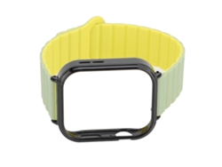 Pulsera Magnética De Silicona Con Bisel Negro Para Reloj Fit 3 Color Verde Amarillento