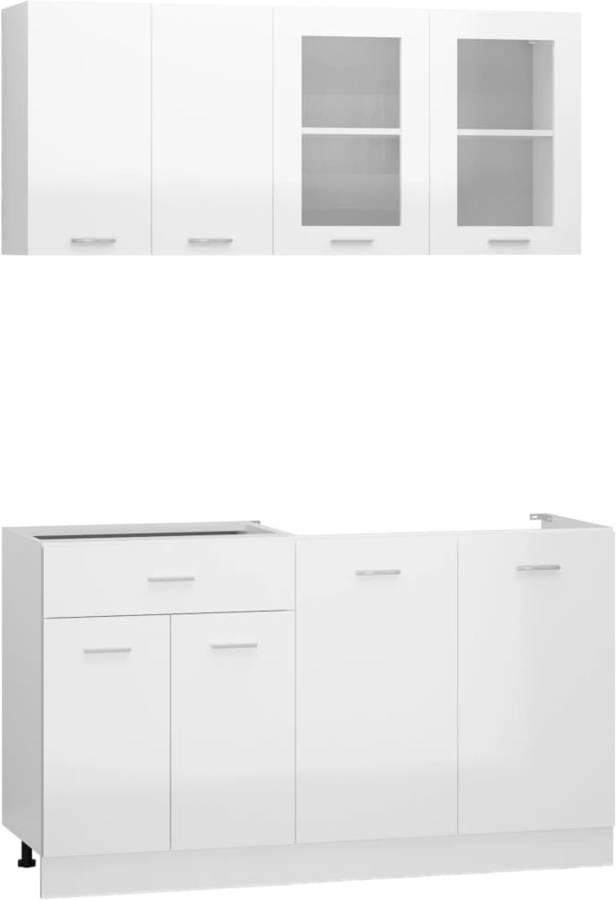 Vidaxl Juego De muebles cocina 4 piezas comedor mobiliario armario estante almacenaje microondas fregadero lavavajilla aglomerado blanco brillo conjunto 3067660 madera 80 46 81.5