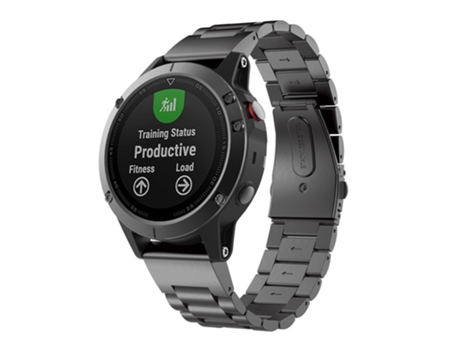 Correa de reloj inteligente para Garmin Fenix 5 de metal de acero inoxidable con tres cuentas, Talla: 22 mm (negro)