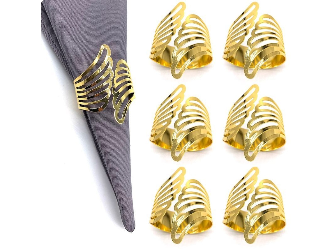 6 Servilleteros Dorados Con Alas, Juego De 6 Soportes Para Servilletas