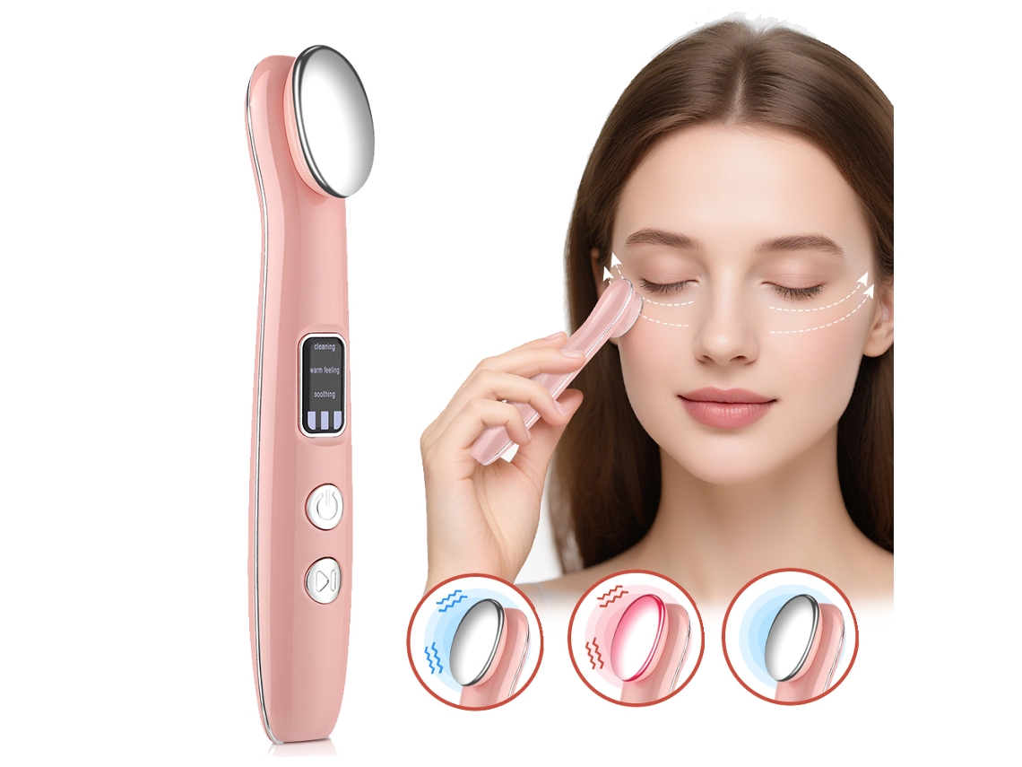Masajeador de ojos con luz roja, vibración y compresas calientes, antiarrugas y efecto lifting - Csyy