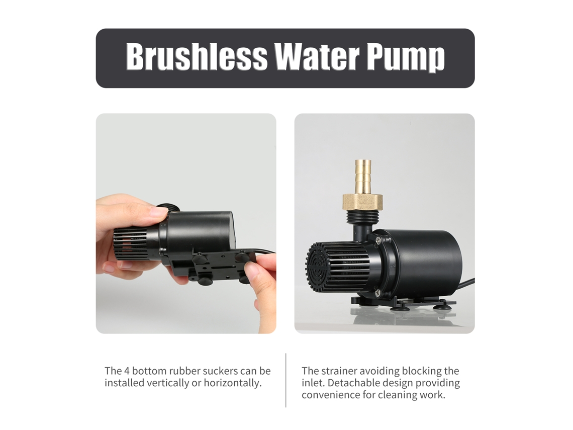 Bomba de agua sumergible sin escobillas Decdeal para acuario y fuente, ultrasilenciosa, 12 V CC, 600 l/h, 7,5 W, elevación de 3 m (9,84 pies) con filtro.