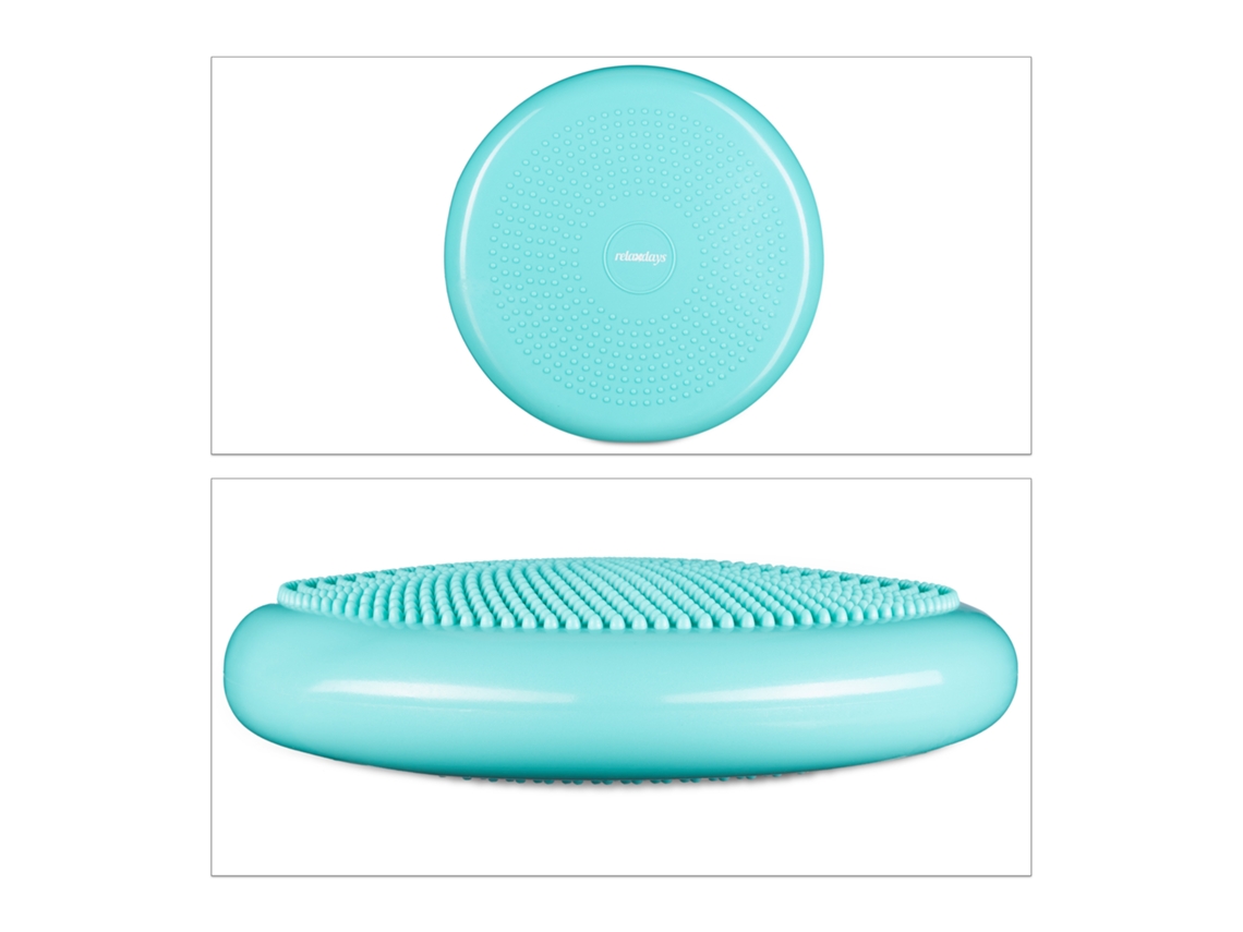 Almofada De Equilíbrio Relaxdays, Peso Máx. 140 Kg, Bomba De Ar, Almofada De Assento Fitness, Verde Menta