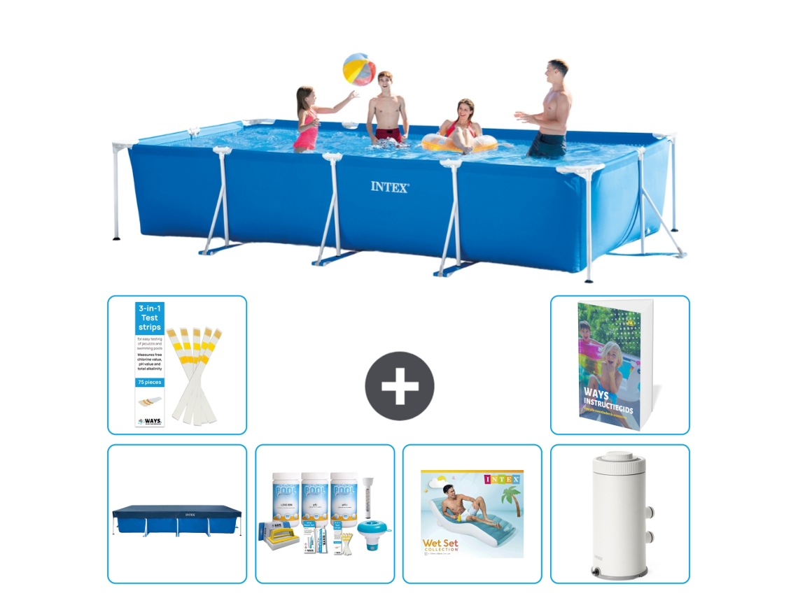 Intex Piscina Com Estrutura Retangular - 450x220x84 Cm - 7-peças S161