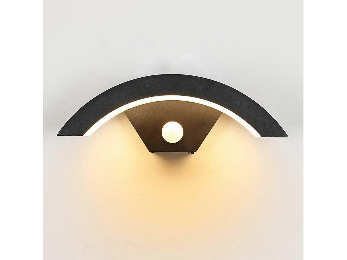 Omni-luz Mural Led Exterior Con Sensor, Ip65 Impermeable, Diseño En U, 24w, Luz Blanca Cálida, 8-16m Iluminación