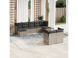 Conjunto de sofá de jardín de 9 piezas con cojines de mimbre gris de DKD Home Decor