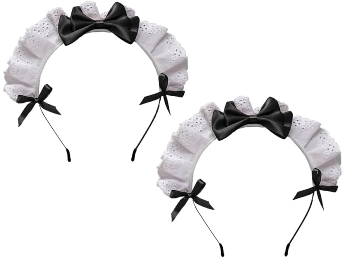 De 2 Faixas De Cabelo Pretas De Renda Com Laço Da Nuobesty, Leves E Confortáveis.