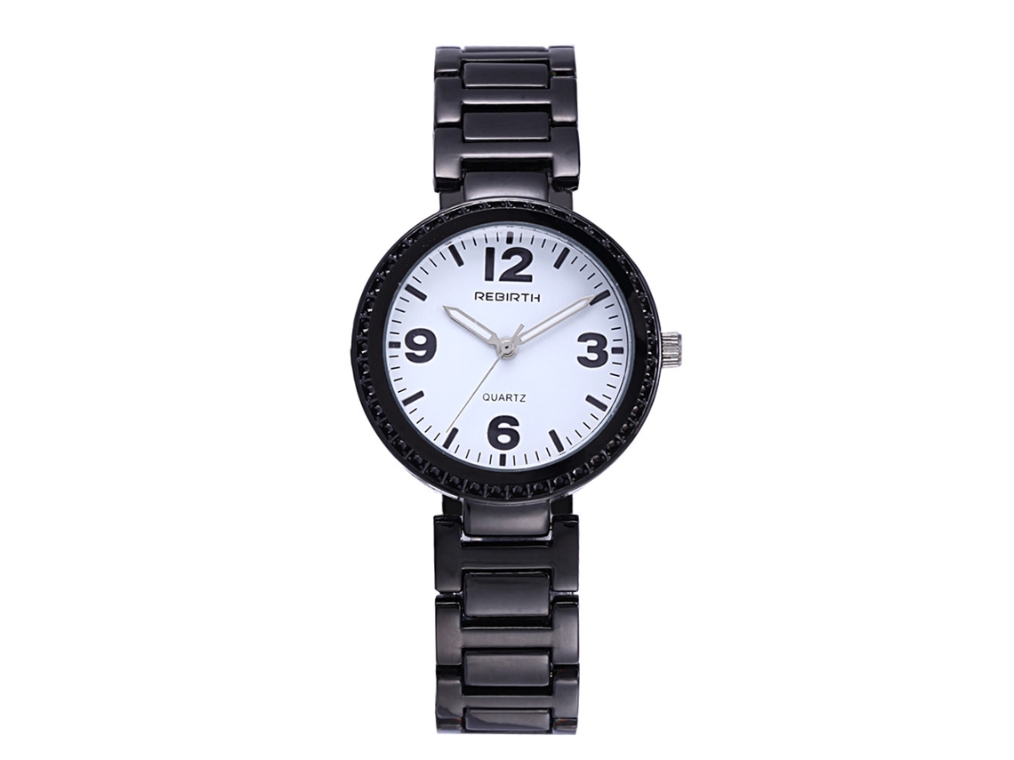 Reloj De Pulsera Casual De Cuarzo Redondo E Impermeable Para Mujer Rebirth, Blanco/negro.