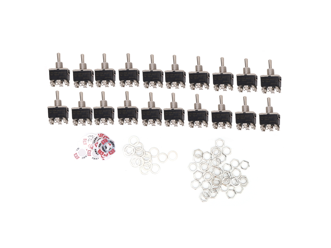 2026velora-20pcs Interruptor Toggle Berm Mini Con Led Rocker 3 Niveles 6 Pines On/off/on 15a 250vac
