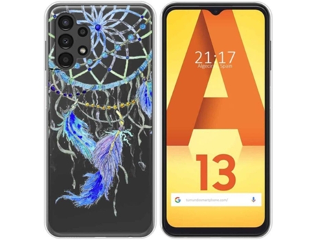 Carcasa para Samsung Galaxy A13 4G TUMUNDOSMARTPHONE Dibujos Transparente Plumas Multicolor