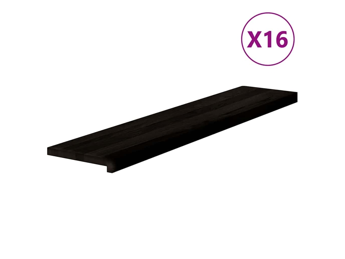 vidaXL Peldaños de escalera 16 uds madera maciza roble marrón oscuro