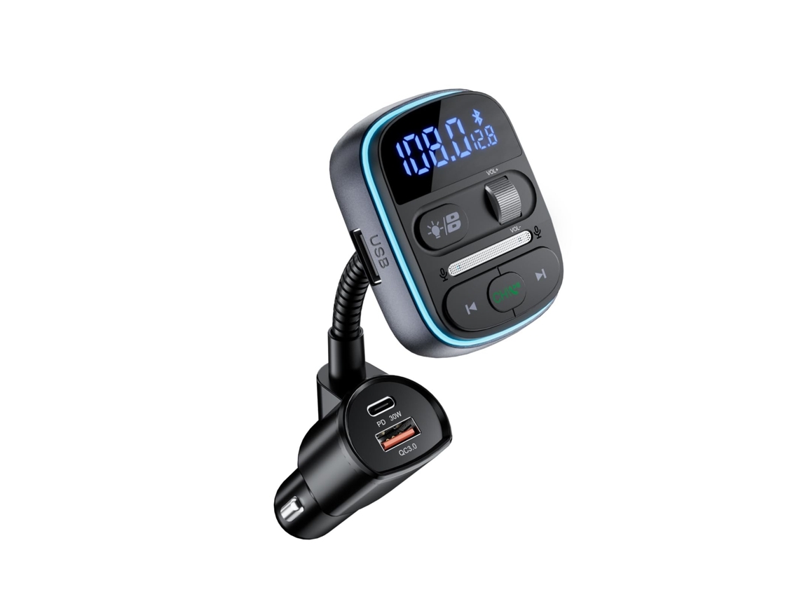 Transmisor FM Bluetooth PD 30 W, QC3.0, graves de alta fidelidad, manos libres Chaberlu (negro)
