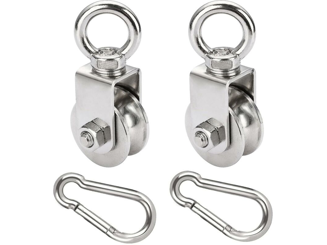 Paquete De 2 Poleas De 48 Mm Con Rodamiento De Bolas, Polea De Soporte De 500 Kg Cable De Acero, Polea De Acero Inoxidable Para Cables Estructura De Cables Fitness
