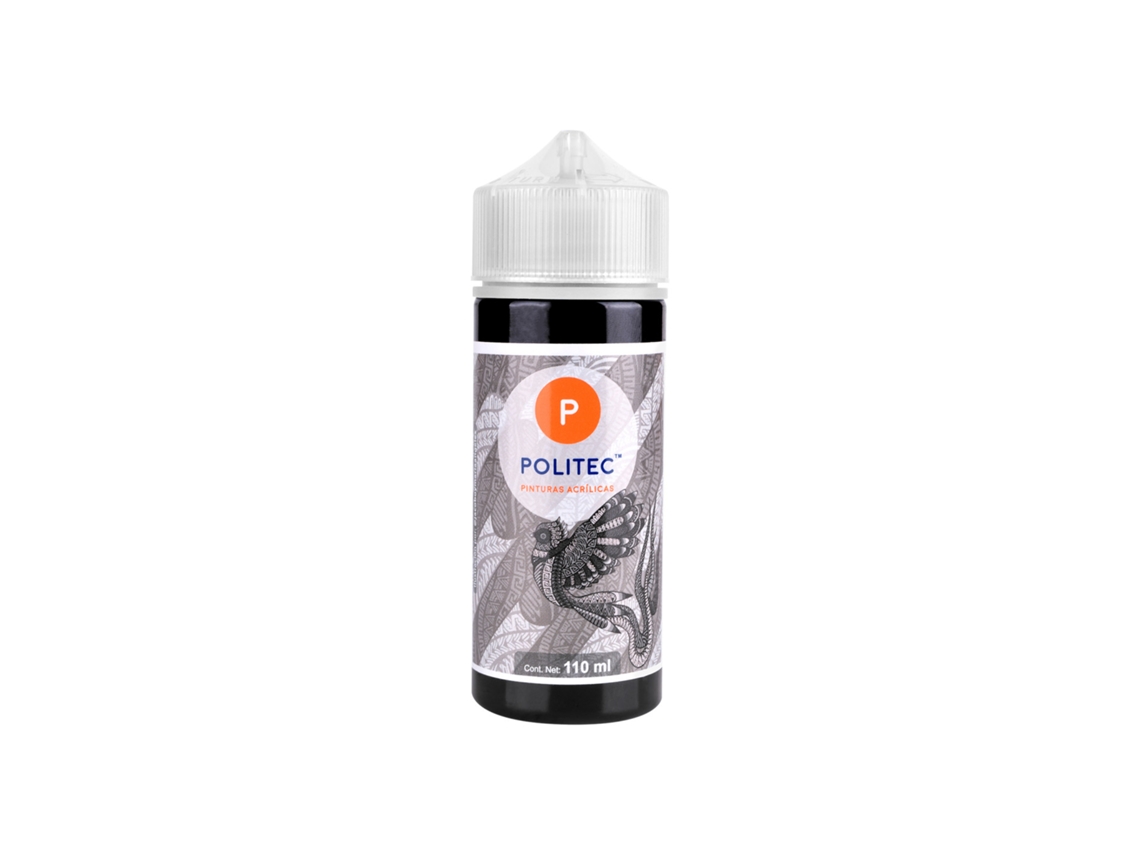 Pintura acrílica mate al agua 110 ml Politec (Negro intenso 302)